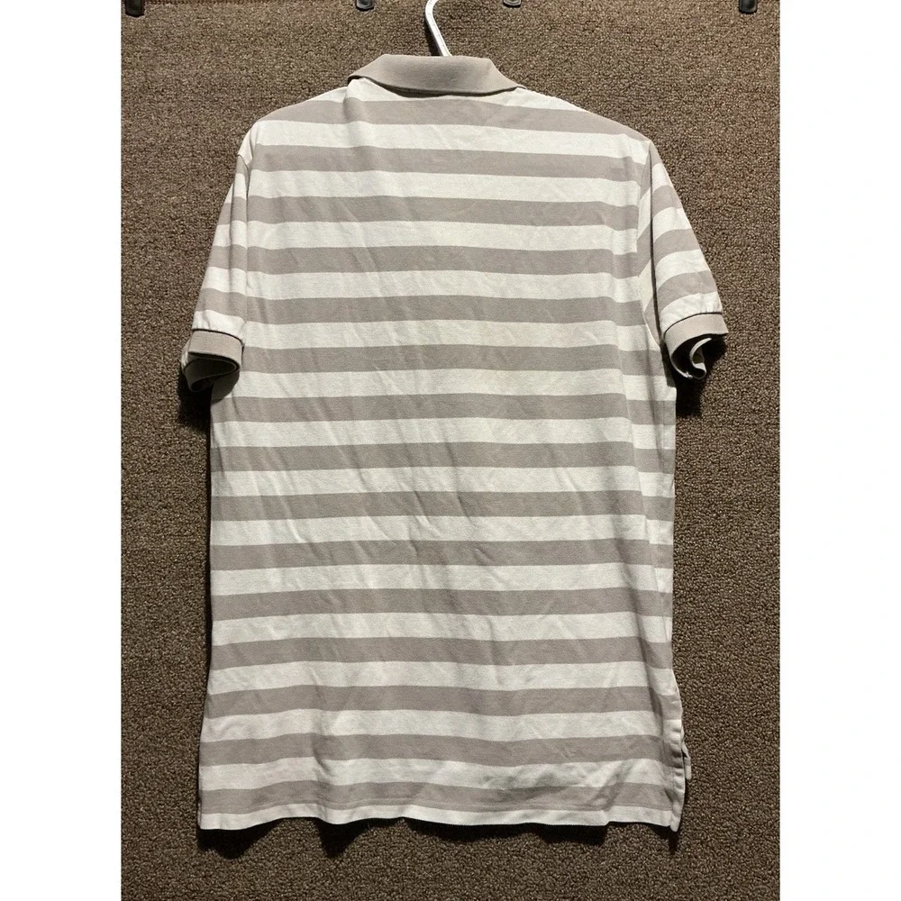 Polo Ralph Lauren Vintage Golf Polo Tan/Oatmeal Cream White Stripe L Cotton